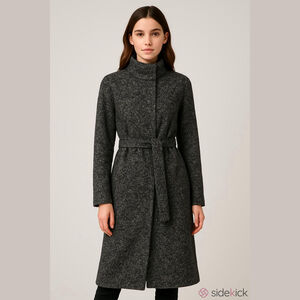 Babaton Aritzia Pearce Coat Alpaca Blend Wool Tweed Funnel Neck Belted Jacket